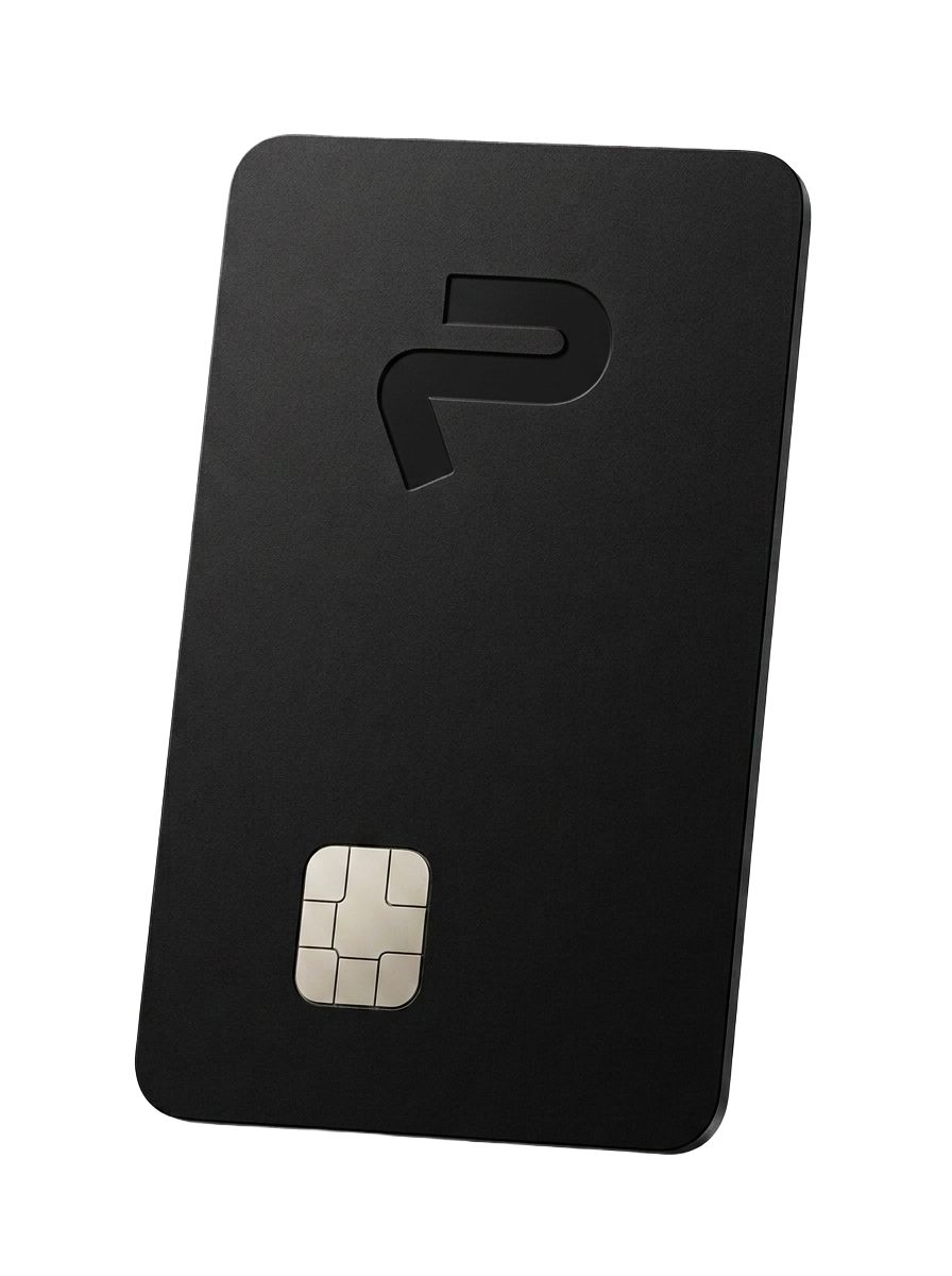 The Proptefi card, matte black with an embossed P